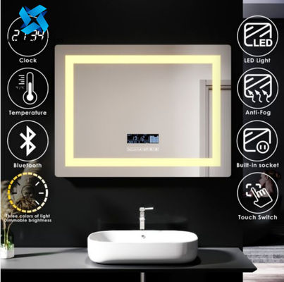 Cermin Kamar Mandi LED Diterangi Dipanaskan Dengan Bluetooth 600 * 800 700 * 900 750 * 1000